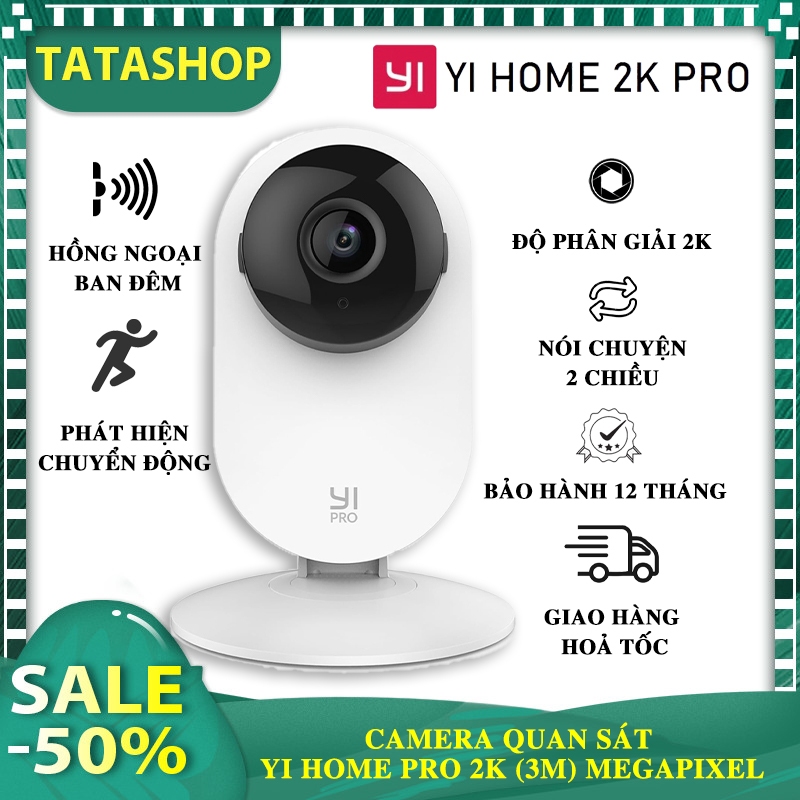 Camera quan sát Yi Home Pro 2K(2304x1296) (3M) Megapixel, đàm thoại 2 chiều, phát hiện chuyển động, bảo hành 12 tháng