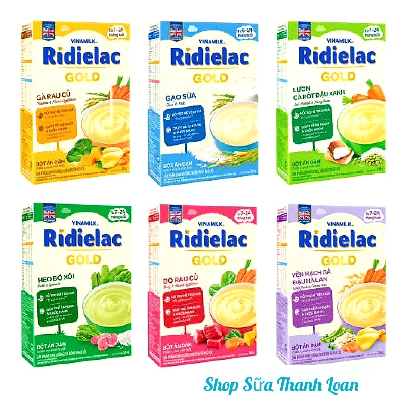 Bột Ăn Dặm Vinamilk RIDIELAC GOLD Hộp giấy 200g Các Vị.
