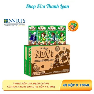 [HSD T1-2025] Thùng 48 Hhộp NUVI Sữa Lúa Mạch Thạch Cacao 170ml.