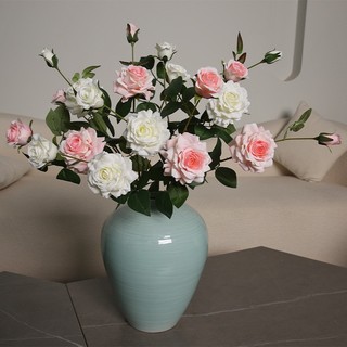 Hoa hồng giả cao cấp - Cành 5 bông hoa hồng lụa trang trí nhà cửa decor phòng khách, hoa giả decor