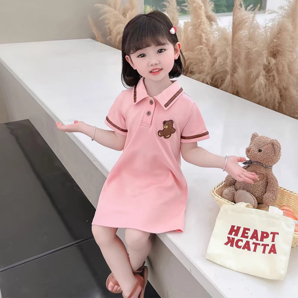 Váy cho bé gái, Váy polo cổ bẻ dáng xòe đuôi cá cho bé gái từ 8-25kg