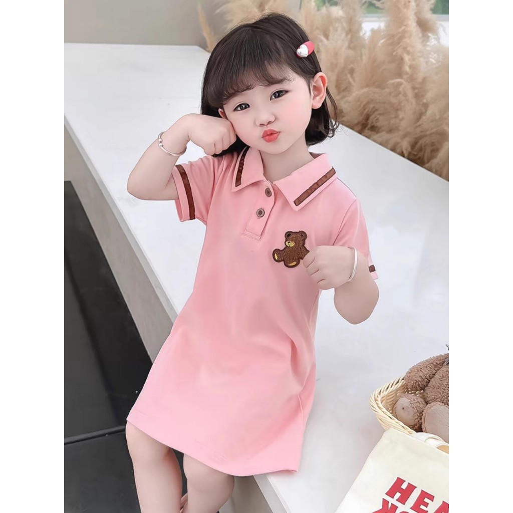 Váy cho bé gái, Váy polo cổ bẻ dáng xòe đuôi cá cho bé gái từ 8-25kg