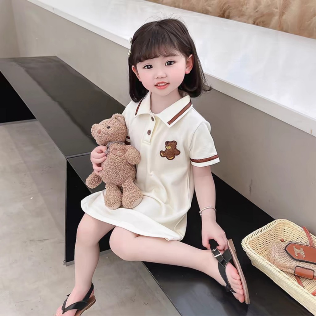 Váy cho bé gái, Váy polo cổ bẻ dáng xòe đuôi cá cho bé gái từ 8-25kg