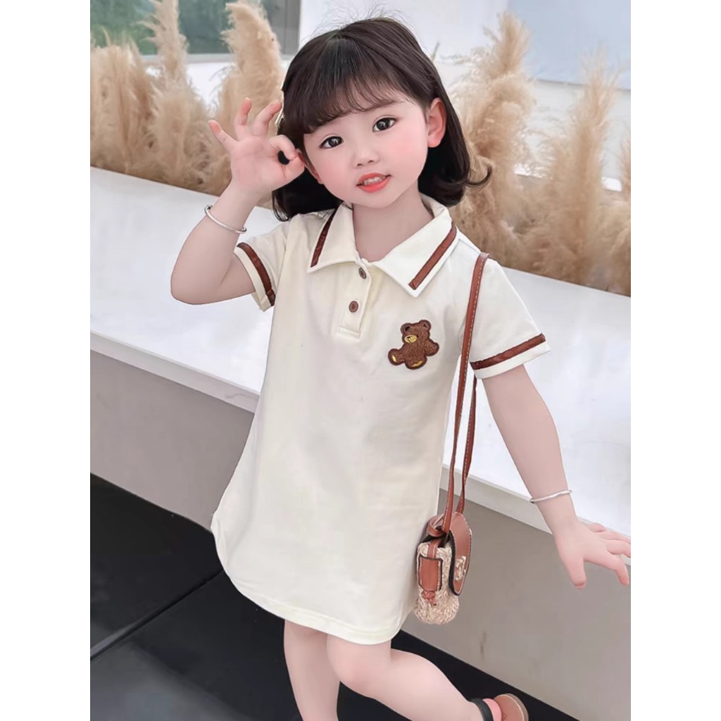 Váy cho bé gái, Váy polo cổ bẻ dáng xòe đuôi cá cho bé gái từ 8-25kg