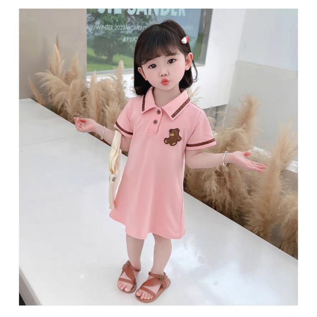 Váy cho bé gái, Váy polo cổ bẻ dáng xòe đuôi cá cho bé gái từ 8-25kg