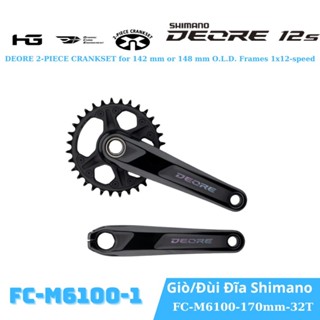 Đùi Đĩa Xe Đạp SHIMANO DEORE FC-M6100 32T 170/175 Mm Crankset 1x12 Tốc Độ Dành Cho Xe MTB