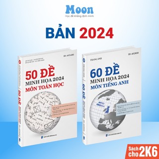 Combo 2 sách luyện đề thpt quốc gia môn toán và tiếng anh, bộ đề minh hoạ trắc nghiệm 2024 moonbook