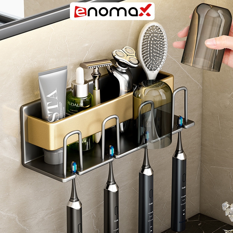 Kệ đựng bàn chải đánh răng Enomax dán tường, chất liệu nhôm hàng không cao cấp chống gỉ, bảo hành 10 năm ( Eno 0104 )