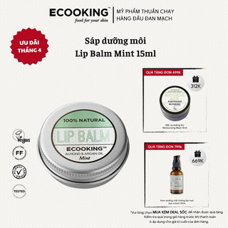Sáp dưỡng ẩm môi Ecooking hương bạc hà Lip Balm Mint 15ml giúp môi mềm mịn, cải thiện môi khô rát nứt nẻ, giảm bong tróc