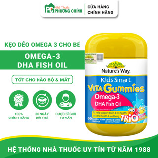 Kẹo Dẻo Nature's Way Kids Smart Vita Gummies Omega-3 DHA Fish Oil - Tăng Cường Trí Thông Minh Cho Bé (Chai 60 Viên)