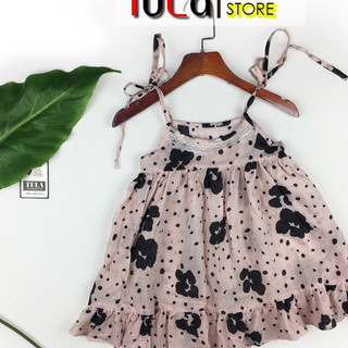 Váy Đầm 2 Dây Bé Gái Đáng Yêu Vải Thô Xô Hàn Quốc Siêu Mềm Nhẹ