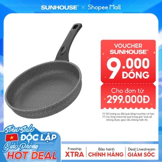 Chảo siêu bền đá SUNHOUSE SBD18-24-26-30 -  KHÔNG DÙNG ĐƯỢC TRÊN BẾP TỪ  - Công nghệ đúc Hàn Quốc - 3 lớp chống dính