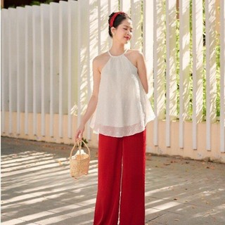 Bộ yếm đũi trắng quần đỏ Tiny Winy S215 xinh xăn đồ đôi cho mẹ và bé