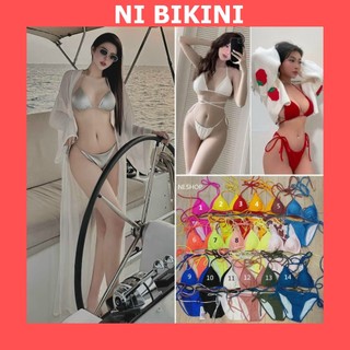 Bikini 2 mảnh tam giác (có bán áo choàng) dây dài quấn eo chuẩn ảnh Đồ bơi nữ đẹp đi biển R01