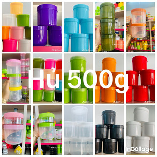 Hủ đựng kem 500g (màu trắng, đen, xanh, cam, Hồng, vàng, trong)