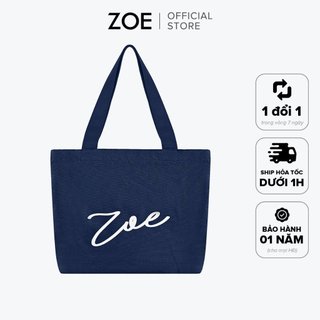 Túi tote canvas dày nhiều ngăn vừa laptop màu xanh denim