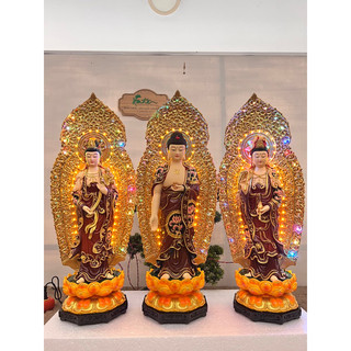 Combo Tượng phật tam thế cao 45cm+ kèm hào quang cao 58cm