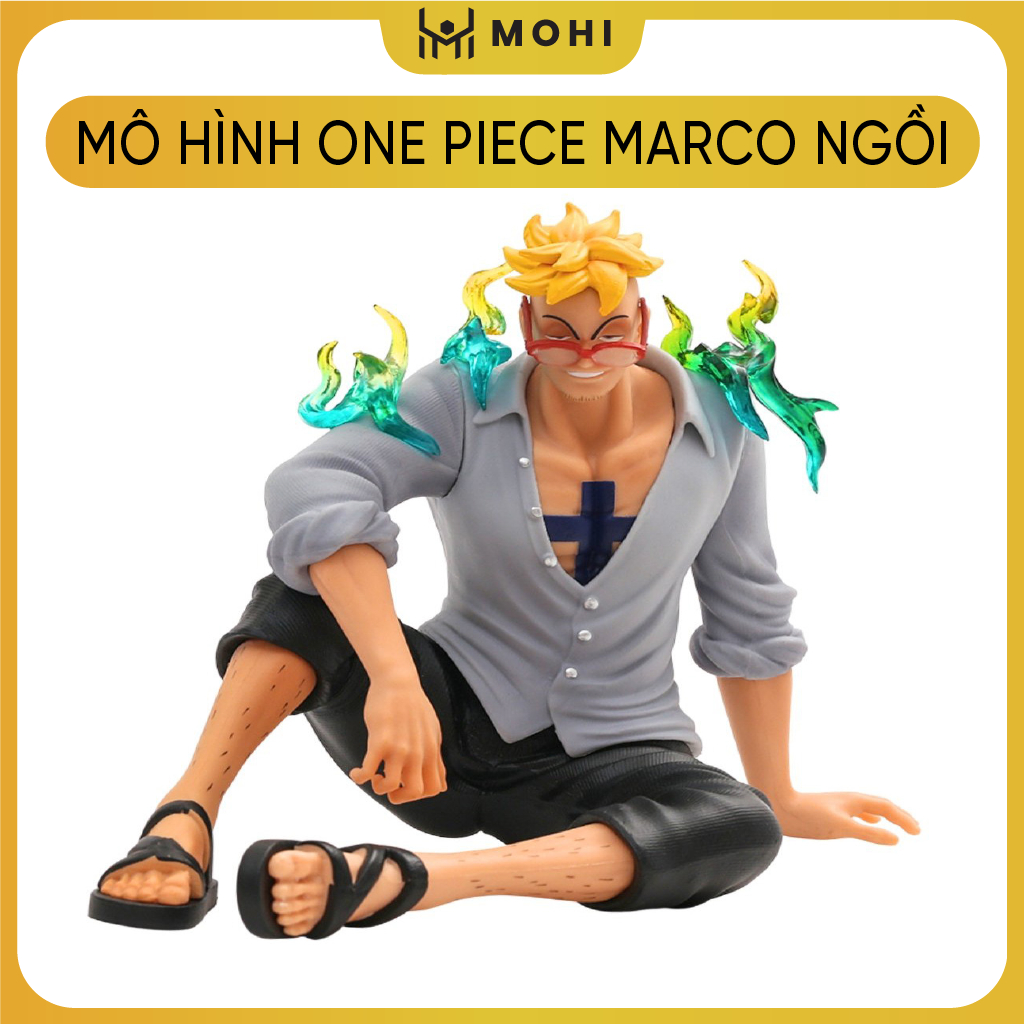 Mô Hình One Piece Marco ngồi - Cao 15cm - Nặng 400gram- Có Hộp màu - Phụ kiện : Kính - Figure anime 