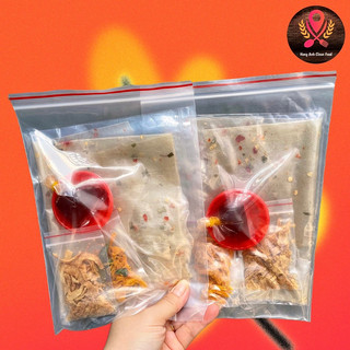 Bánh tráng dẻo ớt cuộn khô gà chấm sốt me
