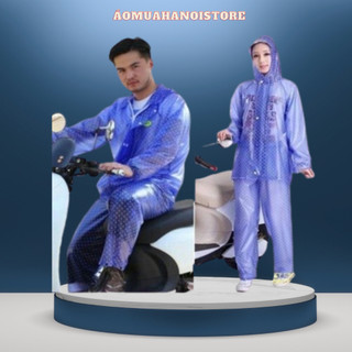 Áo mưa bộ,bộ quần áo mưa chấm bi pve dẻo dai đi mưa siêu chống thấm dành cho cả nam và nữ