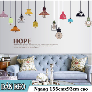 Decal trang trí bóng đèn treo Vintage