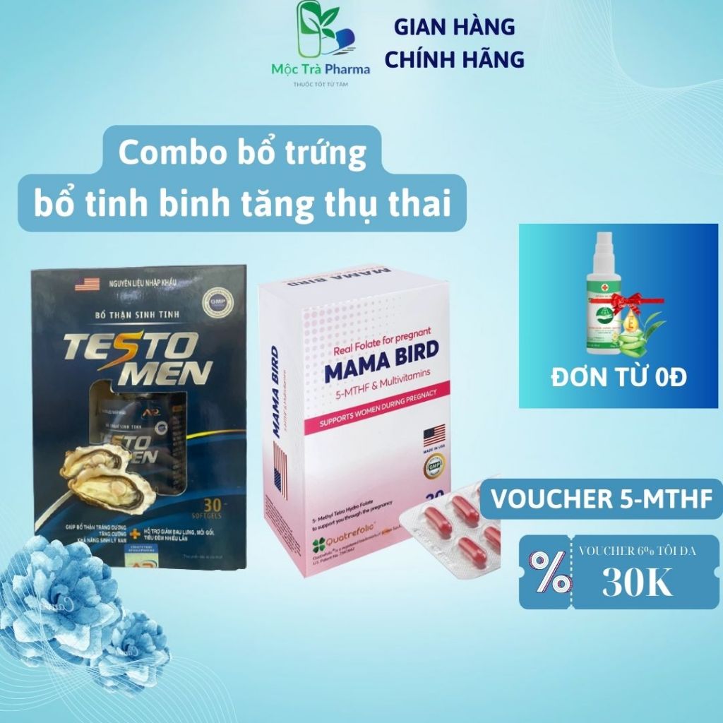 [Nhập khẩu Mỹ] Viên Uống Mama Bird 5MTHF-Hộp 30v- giúp hỗ trợ bổ trứng, tăng thụ thai, vô sinh hiếm muộn