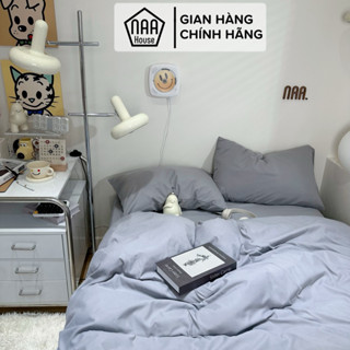   HÌNH THẬT  Bộ chăn ga Cotton tici NAA HOUSE mềm mịn trơn màu phong cách tối giản đủ size 