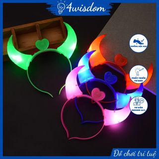 Bờm sừng trâu có đèn LED phát sáng 4wisdom, băng đô cài tóc phát sáng hóa trang ác quỷ