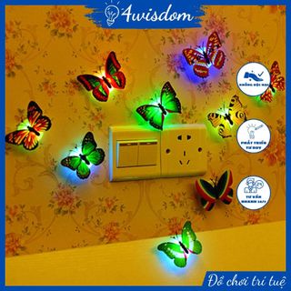 Đèn ngủ hình con bướm nhiều màu sắc 4wisdom, đèn LED dán tường hình bươm bướm phát sáng