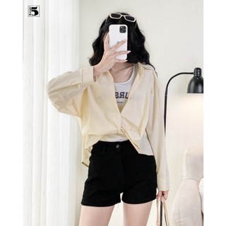 Áo sơ mi nữ Twentyfive dáng rộng xoắn eo tay dài kèm áo ba lỗ 5742