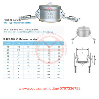Khớp nối nhanh inox 304 type dc dn15-dn65