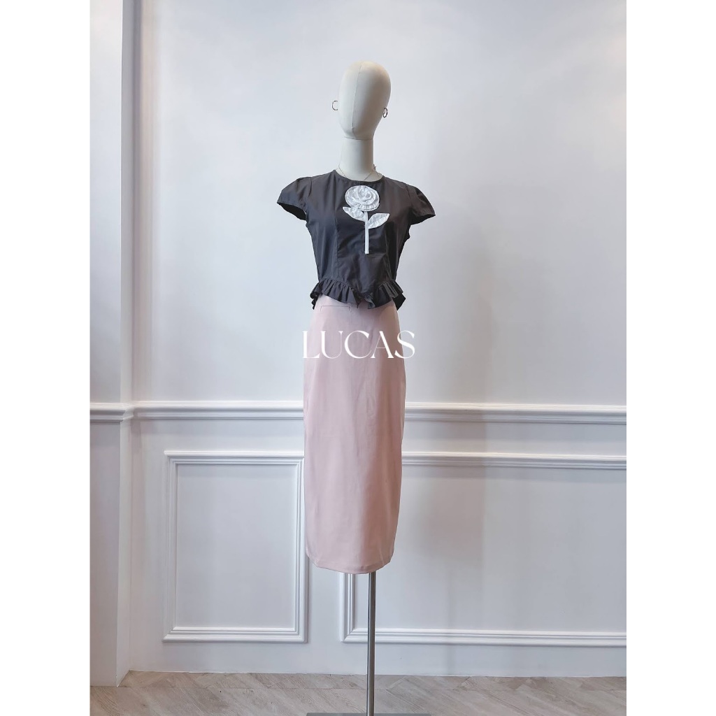 Chân váy ifa dáng a dài trơn basic miệng túi