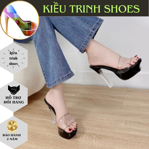 Guốc cao gót 14 phân quai ngang trong , gót trong sang chảnh
