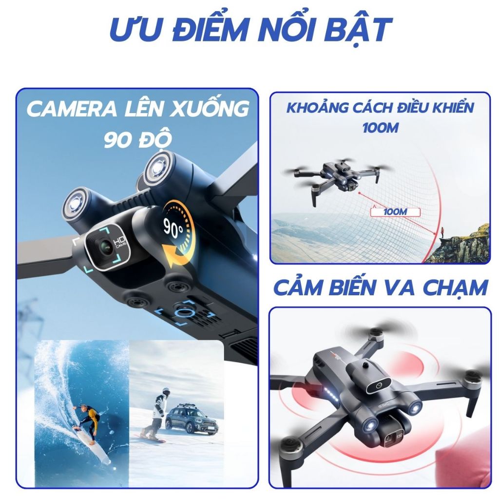 Flycam mini S1S, Plycam cảm biến chống va chạm camera quay chụp tự động xoay 90°, Máy bay điều khiển từ xa zlifestore68 | BigBuy360 - bigbuy360.vn