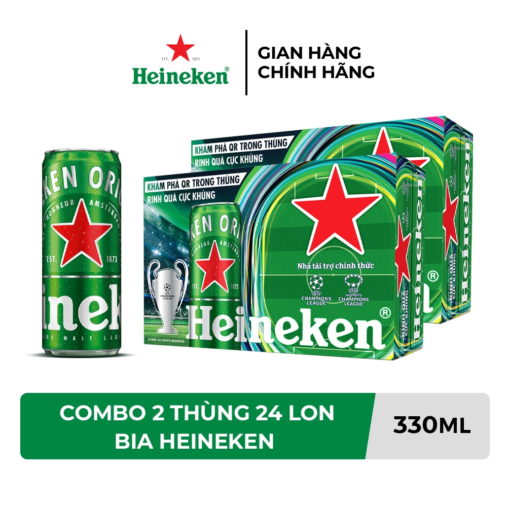 HỎA TỐC HCM - Combo 2 Thùng 24 lon bia Heineken 330ml/lon - Khám phá QR trong thùng