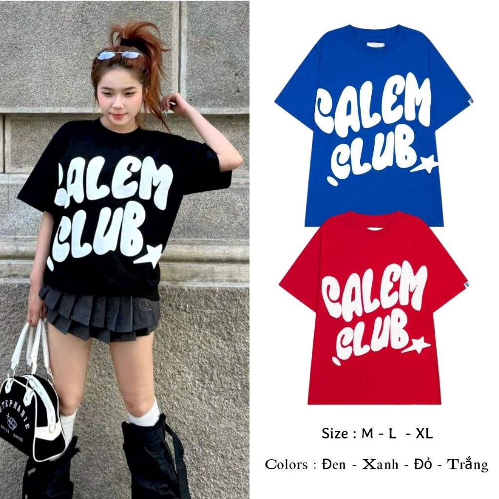 (Ảnh thật/Có sẳn) - Áo thun 300gsm CALEM form rộng hình in nổi thời trang nam, nữ Cổ Tròn Cotton Uni