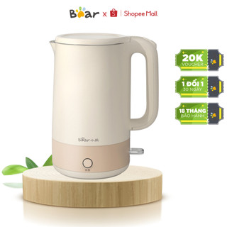 Ấm Siêu Tốc giữ nhiệt điện Mini 1.7L BEAR Q17H5, Công suất 1800W, Bình Đun Nấu Nước Sôi Đa Năng, Bảo hành 18 Tháng