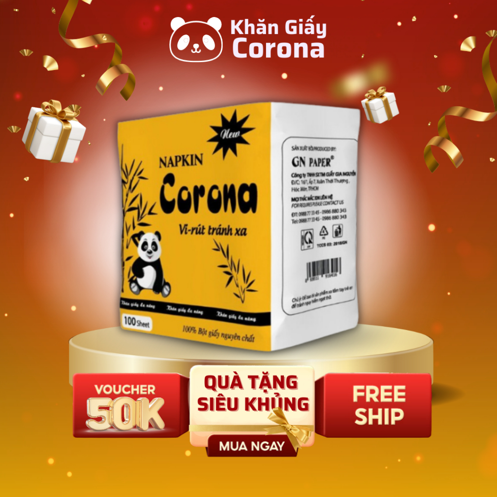 COMBO 10 GÓI KHĂN GIẤY ĂN 100 TỜ CORONA