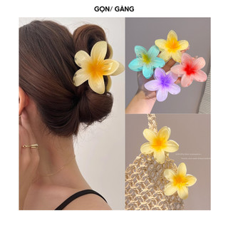 Kẹp tóc hoa sứ nhiều màu sắc hot trend kẹp tóc hoa đi biển phong cách Hawaii 8cm Gọn Gàng