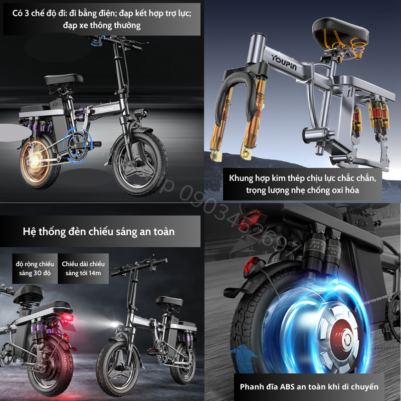 Xe đạp điện gấp gọn YOUPIN - F9 gấp gọn bỏ cốp tiện lợi. Xe điện pin Lithium động cơ 400w. BH 2 năm | BigBuy360 - bigbuy360.vn