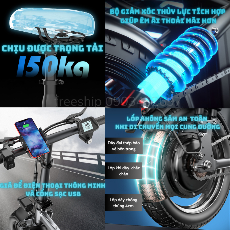 Xe đạp điện trợ lực YOUPIN - Z6 gấp gọn bỏ cốp tiện lợi. Xe điện pin Lithium động cơ 400w. BH 2 năm | BigBuy360 - bigbuy360.vn