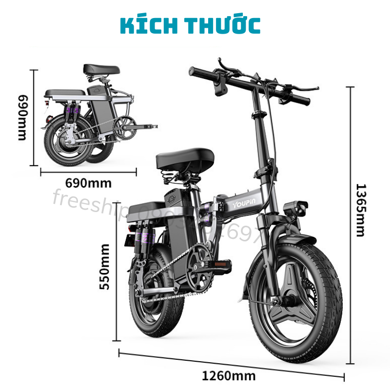 Xe đạp điện trợ lực YOUPIN - F9 gấp gọn bỏ cốp tiện lợi. Xe điện pin Lithium động cơ 400w. Bảo hành 2 năm | BigBuy360 - bigbuy360.vn