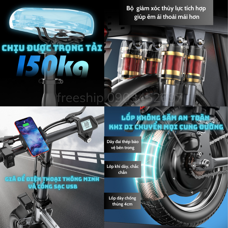 Xe đạp điện trợ lực YOUPIN - F9 gấp gọn bỏ cốp tiện lợi. Xe điện pin Lithium động cơ 400w. Bảo hành 2 năm | BigBuy360 - bigbuy360.vn