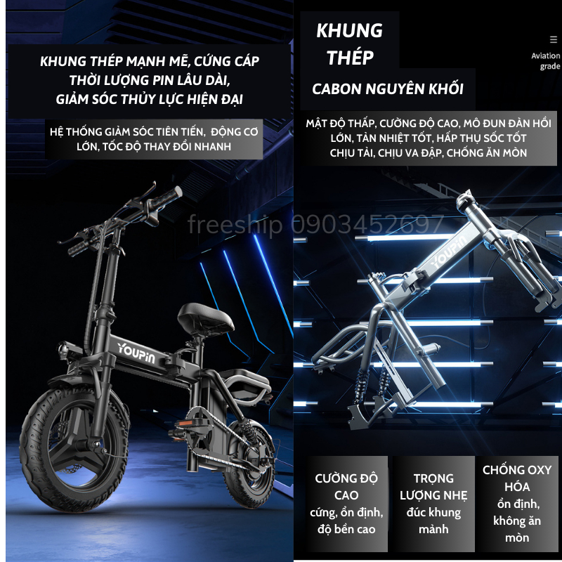 Xe đạp điện trợ lực YOUPIN - Z6 gấp gọn bỏ cốp tiện lợi. Xe điện pin Lithium động cơ 400w. BH 2 năm | BigBuy360 - bigbuy360.vn