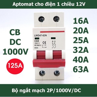 Bộ ngắt mạch cb điện một chiều cầu dao cho solar năng lượng mặt trời 2p/63a - aptomat cb dc 1000v