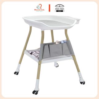 Bàn thay bỉm di động cho bé Monmon 80x51cm, kệ thay tã trẻ em đa năng có bánh xe - Monnie Kids