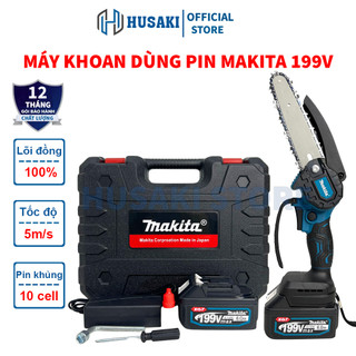 Máy cưa xích pin cầm tay cưa gỗ mini MKT 199V pin 10 cell lõi đồng cưa gỗ dùng pin mạnh mẽ bảo hành 12 tháng
