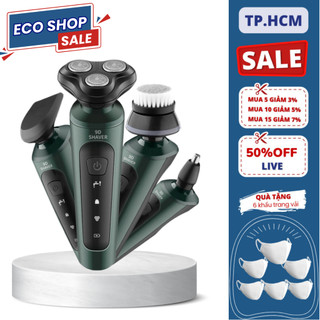 Máy cạo râu nam sạc pin, máy cạo râu mini shaver 9d 4in1 kiêm tỉa lông mũi đa năng, 3 lưỡi dao cạo kép chống nước ipx7