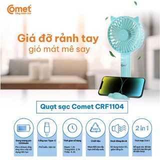 Có hỏa tốc  - Quạt Sạc Cầm Tay COMET CRF1104 Công Suất 3W, Pin 1200mAh