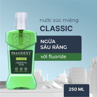 Nước súc miệng President Classic - Ngừa sâu răng, tăng cường men răng. Cho hơi thở thơm mát